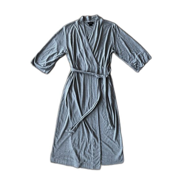 Natori Gray Cotton Rayon Slip Shift Wrap Maxi Robe Dress   Women's Size Medium - Picture 3 of 10